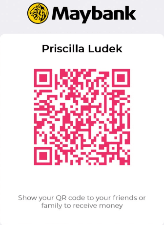 Maybank QR untuk bayaran yuran kepada Priscilla Ludek